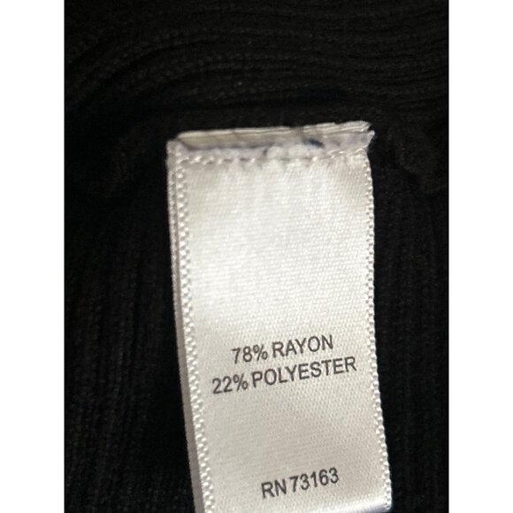Cable & Gauge Petite Black Ribbed Sweater Top 3/4 Sleeve Women's Size PL - Picture 7 of 8